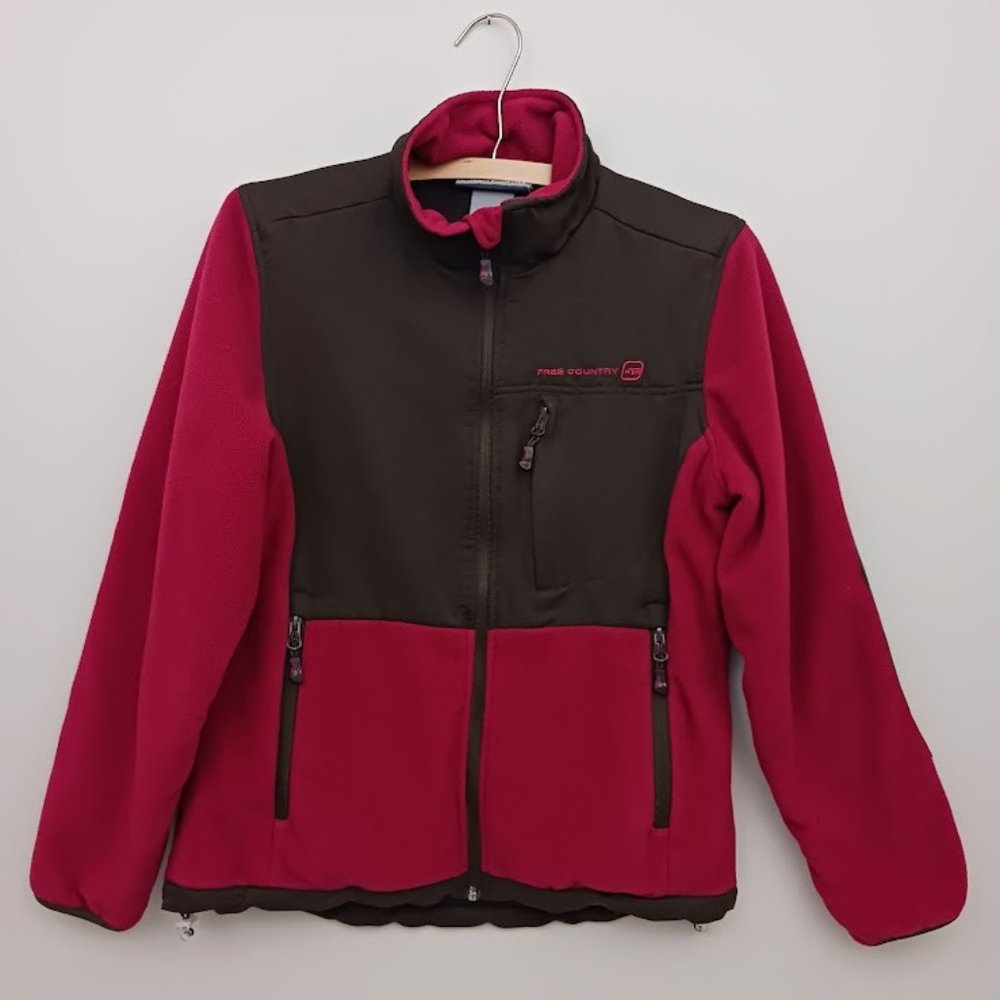Free Country Womens Size Small Pile Fleece Jacket Coat Pink Brown Color Block